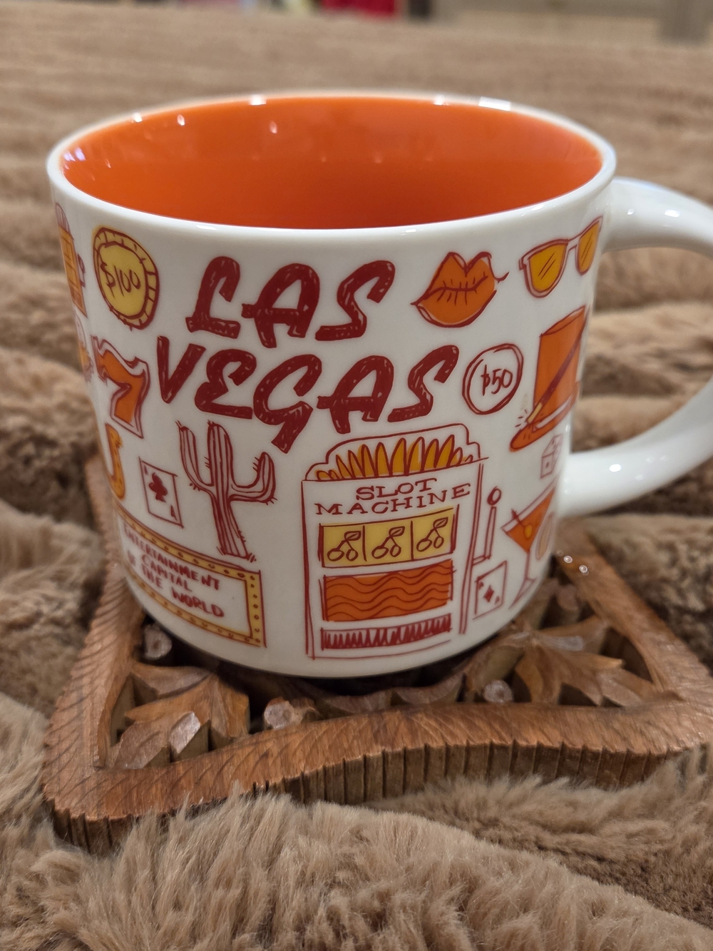 2018 Starbucks Las Vegas Orange Ceramic Mug Coffee Cup 14oz Been There Series